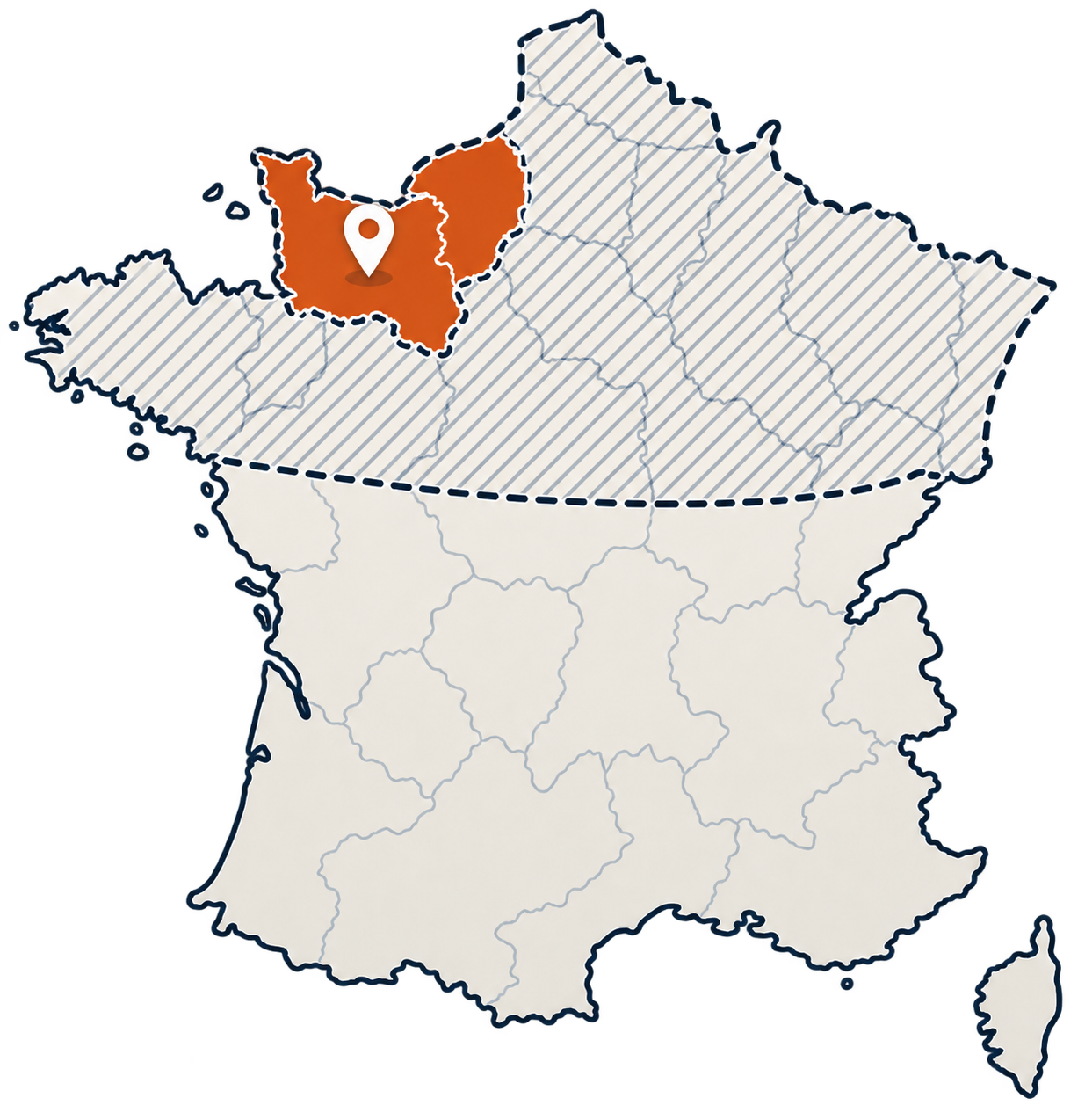 Carte de la zone d'intervention d'Accès Vertical Solutions